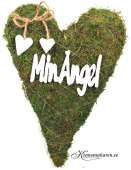 Mosshjärta 'min ängel', ca 26x18 cm